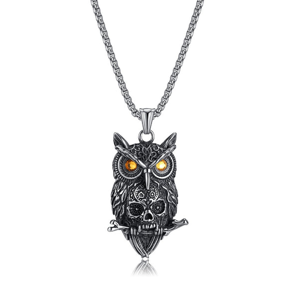 Vintage Punk Owl Pendant Necklace