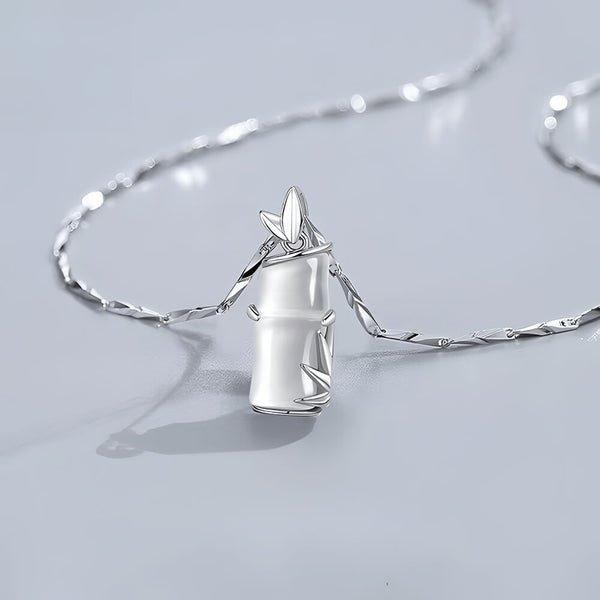 Bamboo Pendant Necklace in Platinum Color