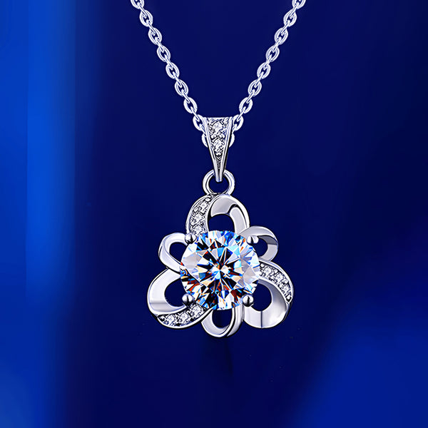 Floral Pendant Necklace with Moissanite