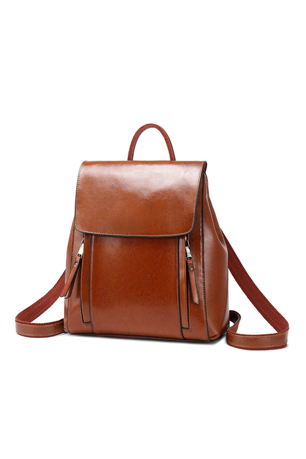 Mini Leather Backpack for Women – Vintage Style EDC Daypack with Anti-Theft Pocket