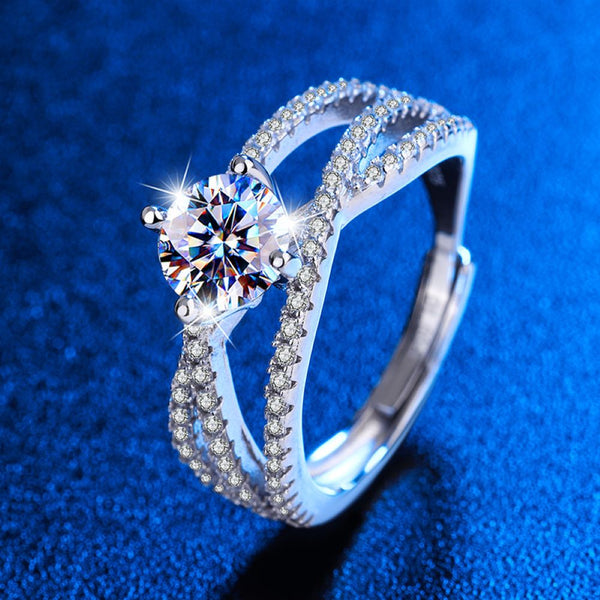 Moissanite Engagement Ring in Sterling Silver