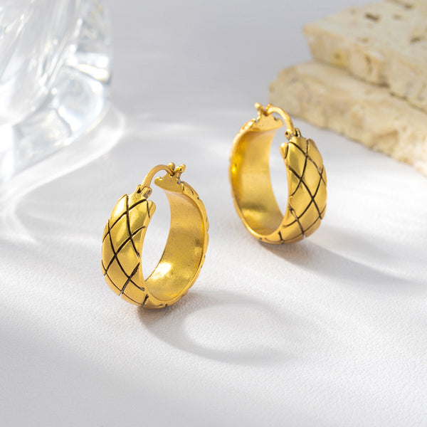 Vintage Luxury Hoop Earrings 18K Gold Plated