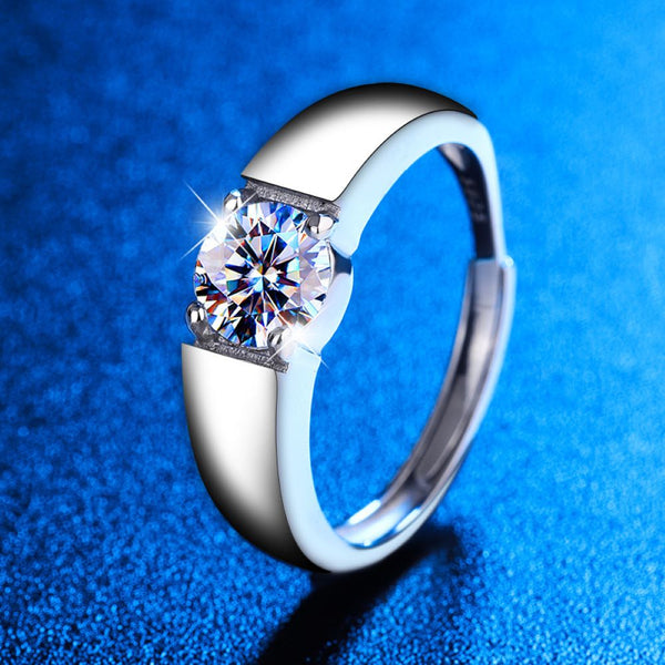 Chic Silver Wide Band Moissanite Ring - Your Bold Elegance