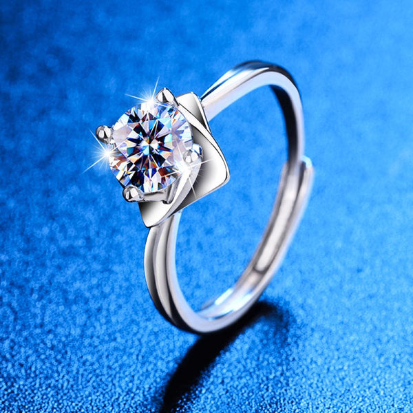 Eternity Rose Engagement Ring with Moissanite in Silver