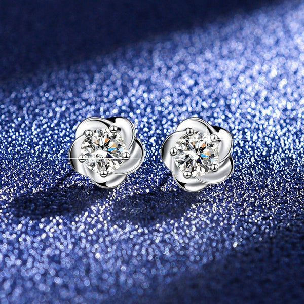 Sterling Silver Stud Earrings with Moissanite