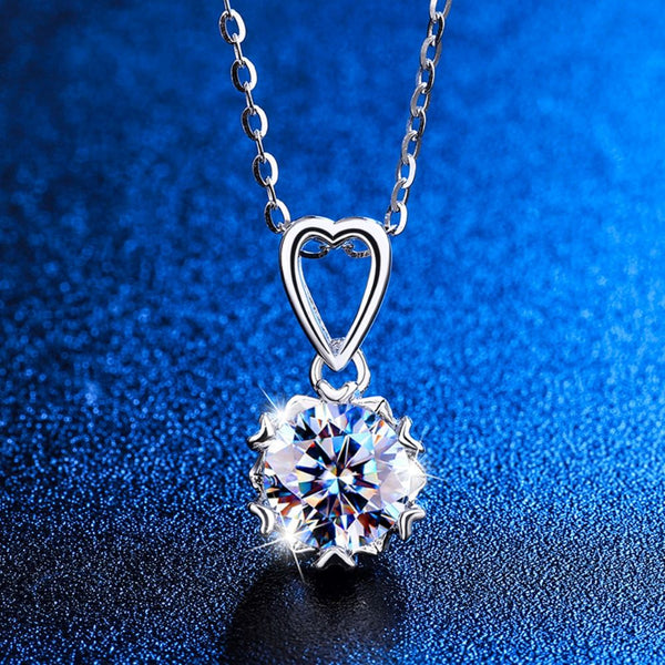 Sterling Silver Love Pendant Necklace with Moissanite