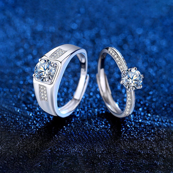 Sterling Silver Open Moissanite Ring Set