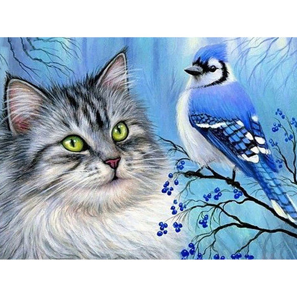 Diamond Painting Animal - Cat & Bird